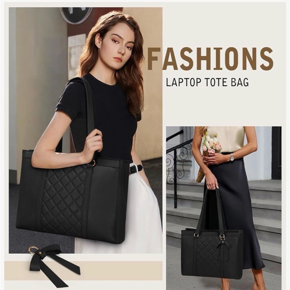 NWOT- Leather Quilted Tote Bag